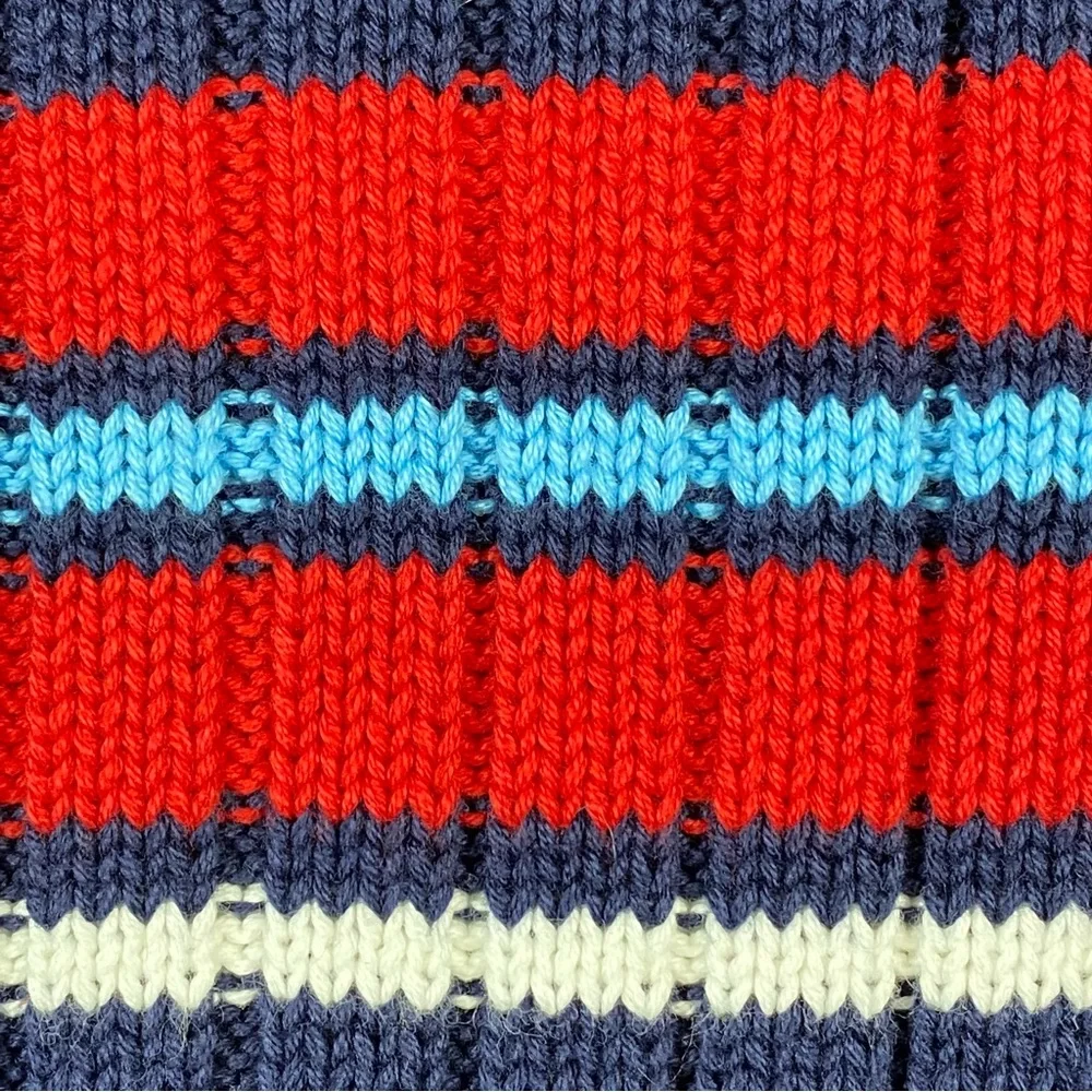 Knit Sweater Men’s Large Chunky Bombardier Key West 1/4 Zip Striped Blue Red - Picture 3 of 13